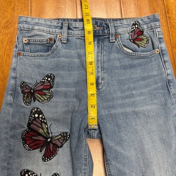 Lucky Brand Womens Y2K Jeans Bridgette Straight Size 26 Butterfly Embroidered - Picture 11 of 13